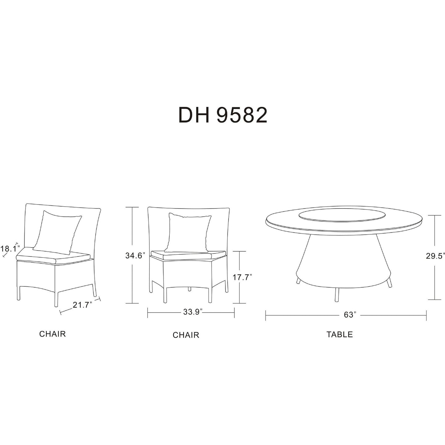 Manhattan Comfort Nightingdale Black 7-Piece Rattan Outdoor Dining Set With Orange & White Cushions