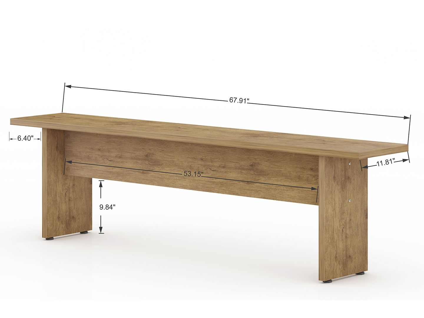 Manhattan Comfort NoMad 68" Rustic Country Dining Bench In Nature