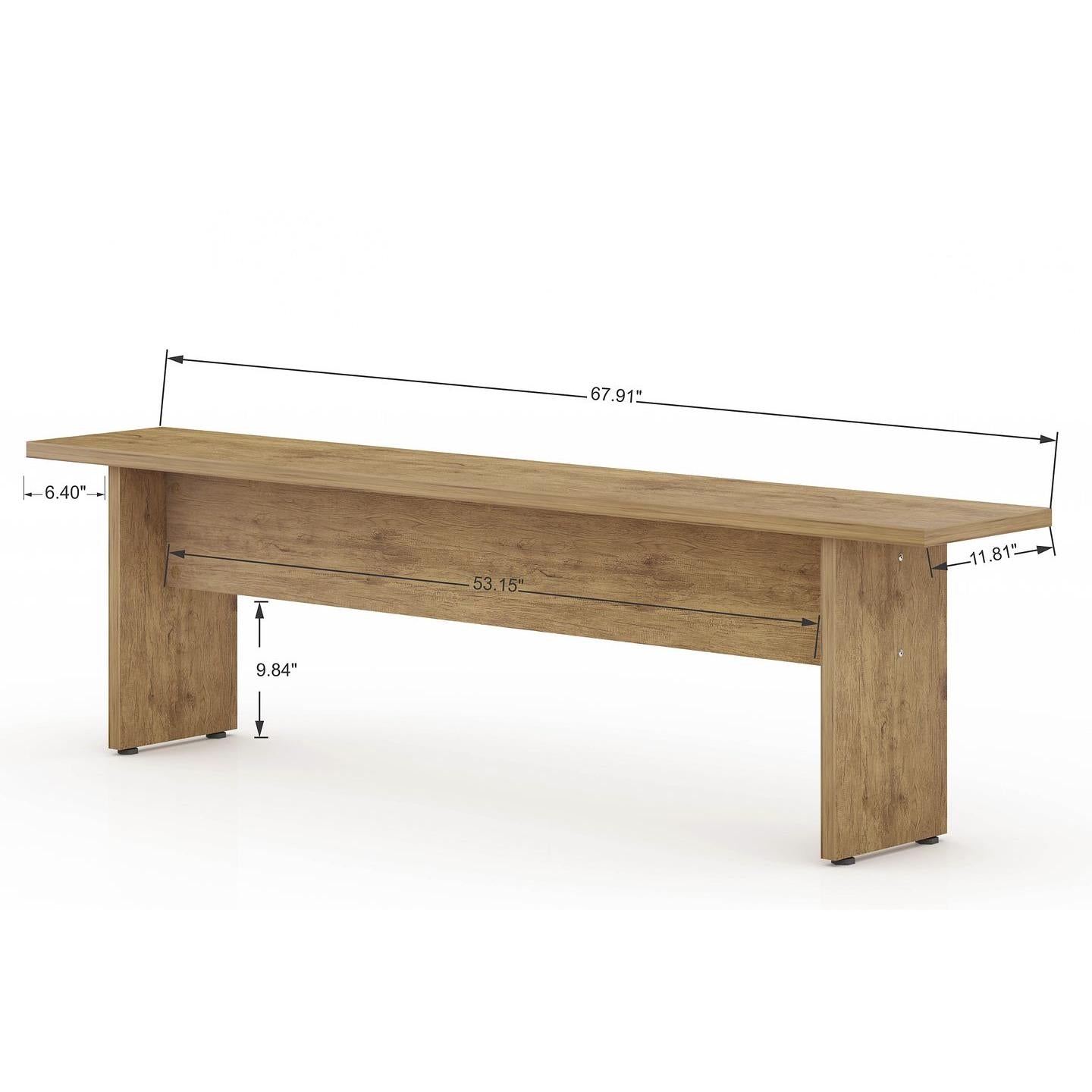 Manhattan Comfort NoMad 68" Rustic Country Dining Bench In Nature