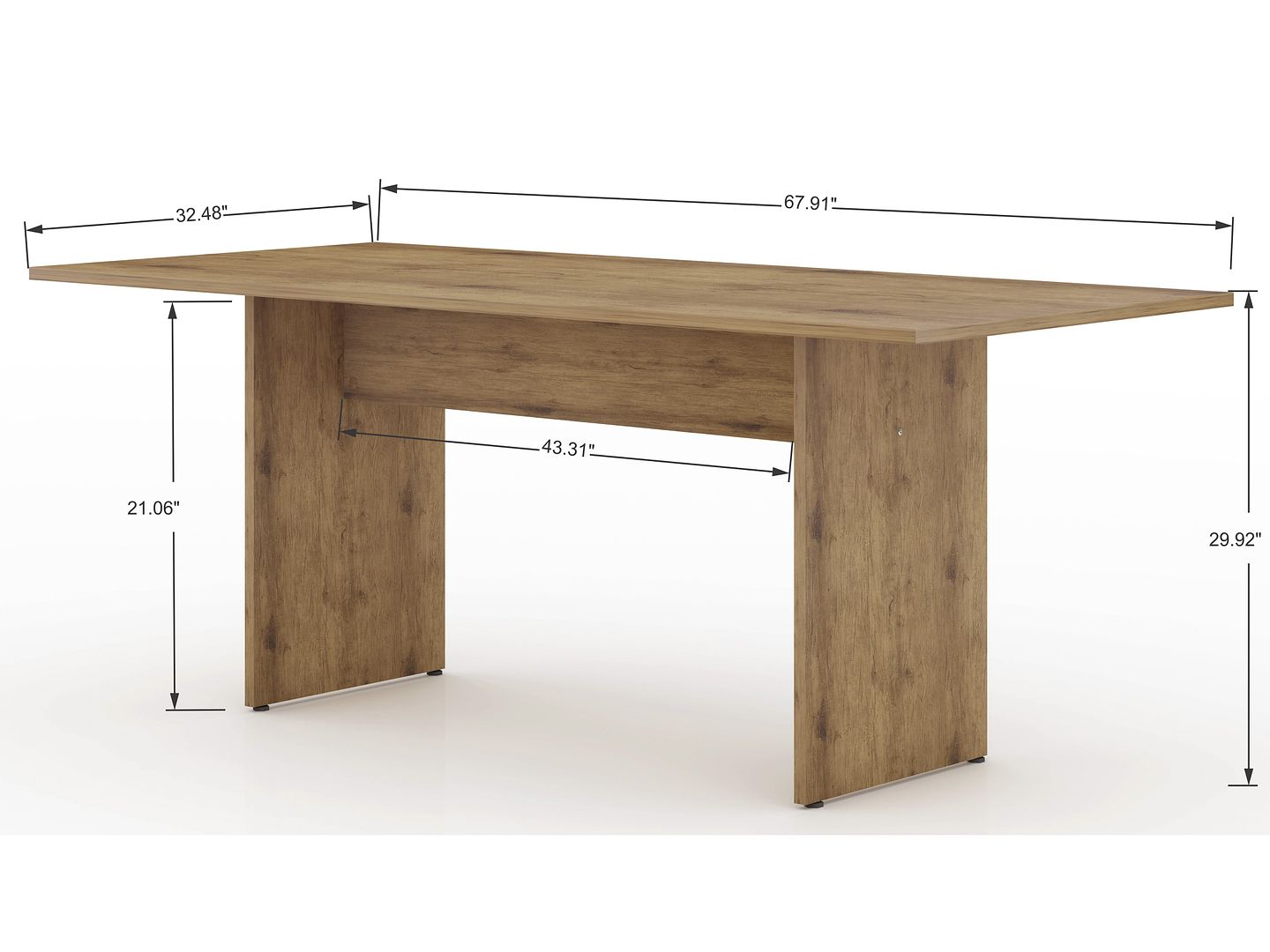 Manhattan Comfort NoMad 68" Rustic Country Dining Table In Nature