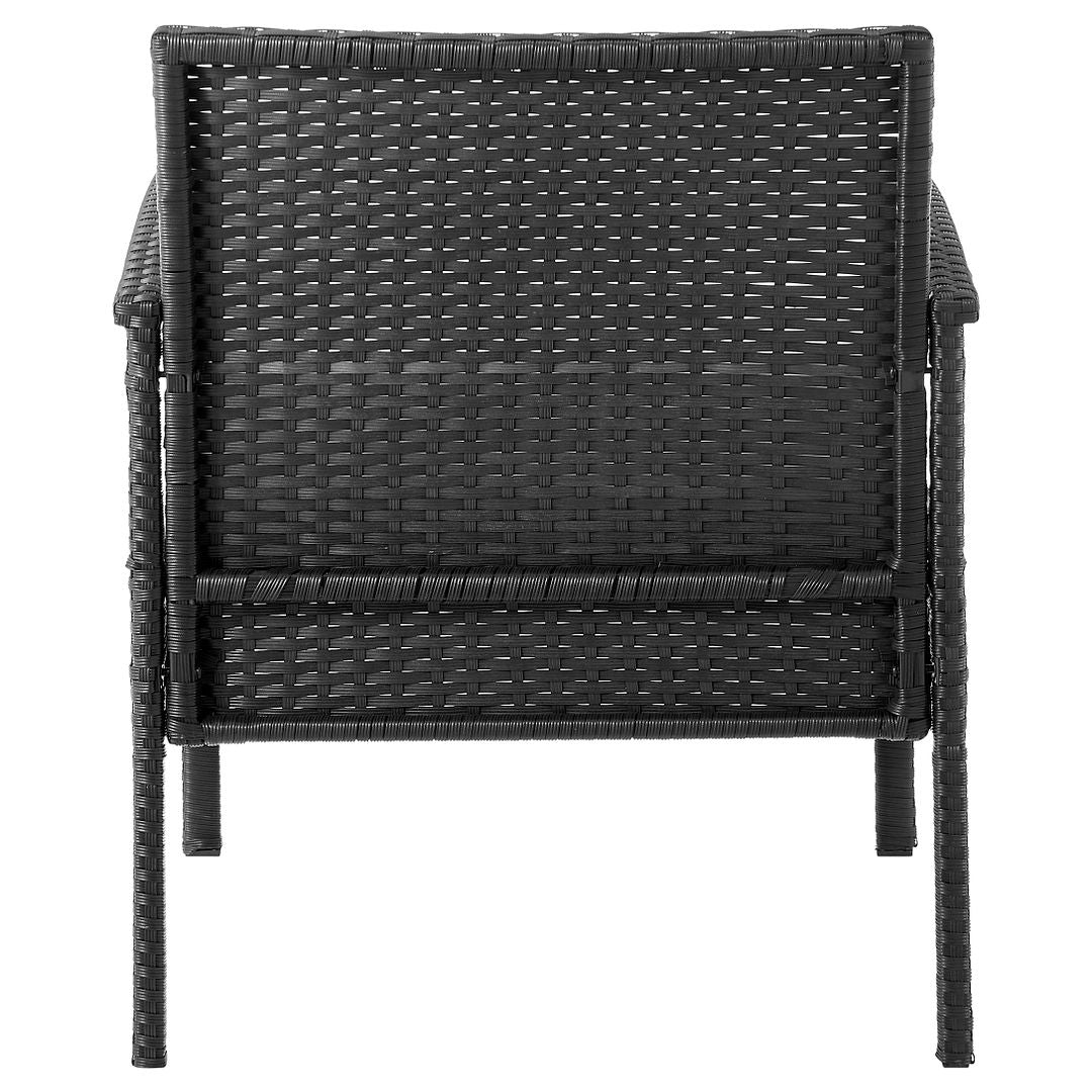 Manhattan Comfort Noli Steel Rattan 3-Piece Patio Conversation Set With Cushions In Gray