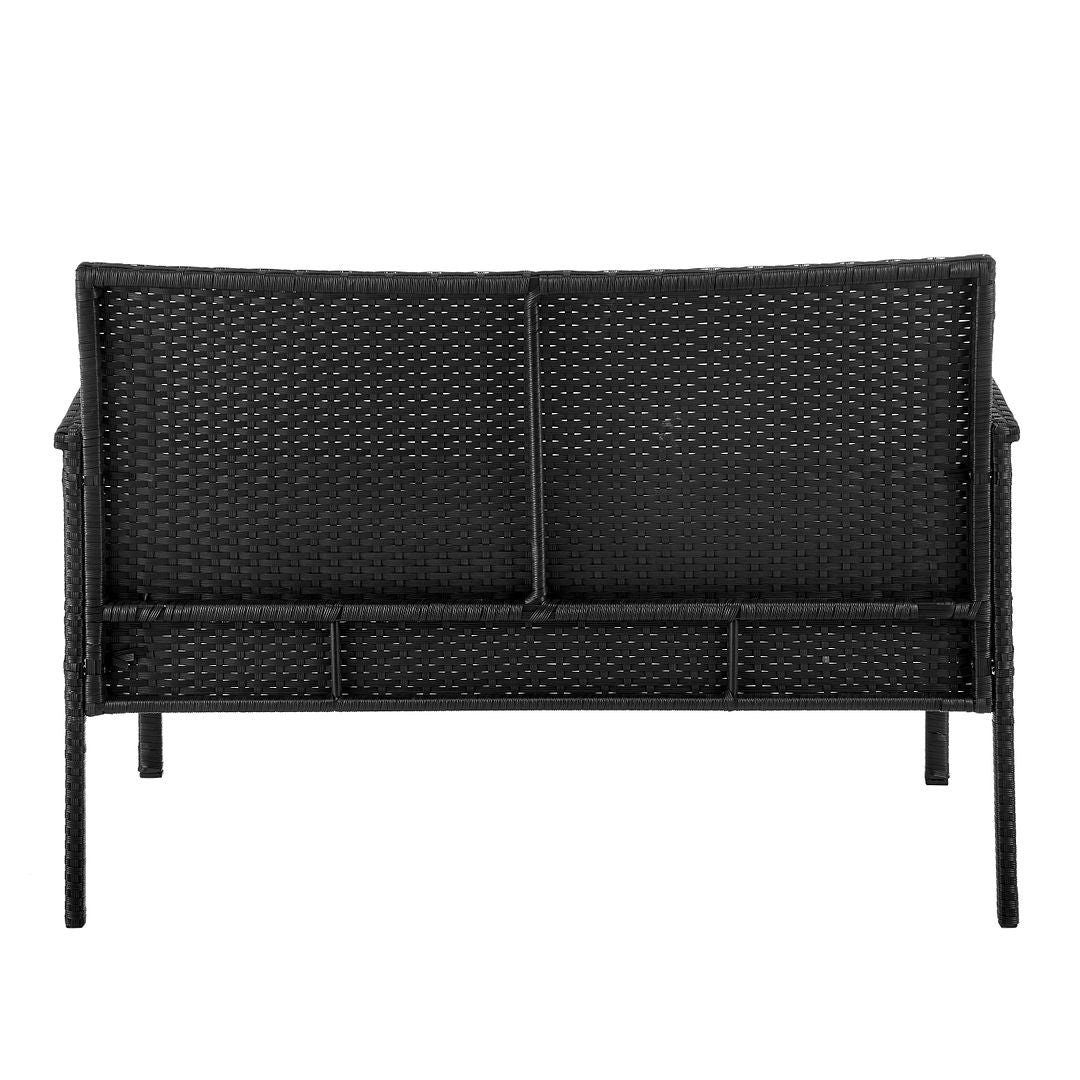 Manhattan Comfort Noli Steel Rattan 4-Piece Patio Conversation Set With Cushions In Gray