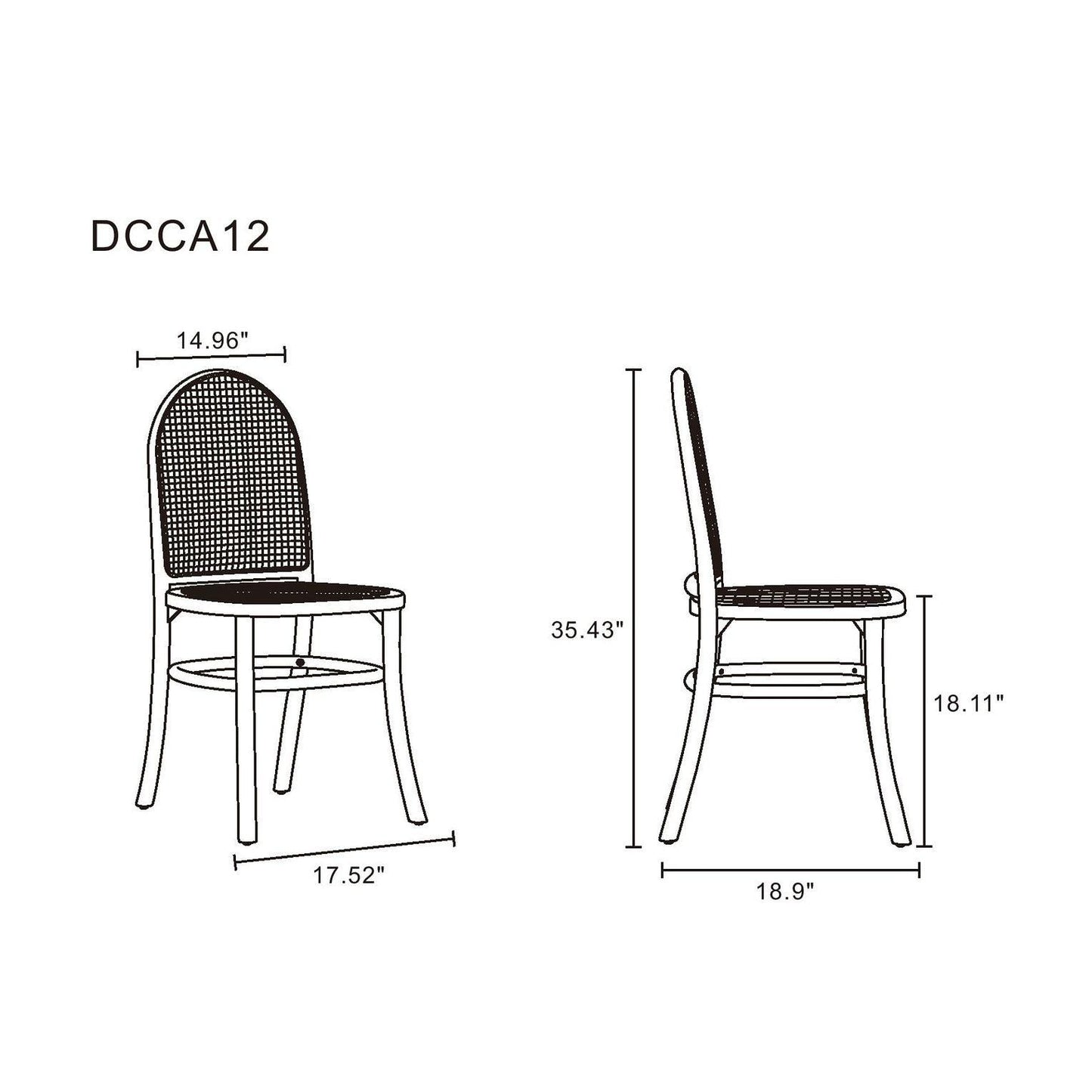Manhattan Comfort Paragon Nature & Cane Dining Chairs In A Set Of 4
