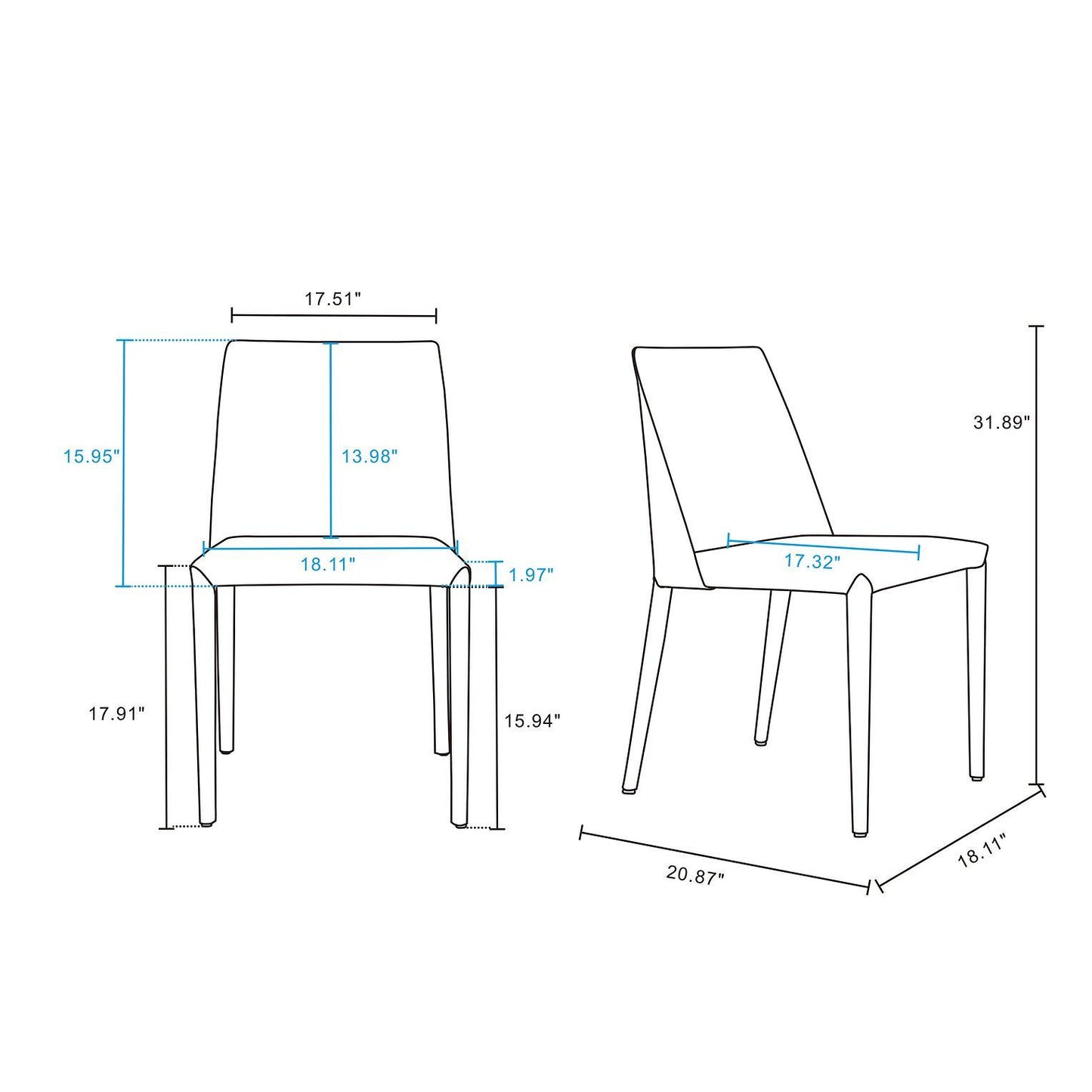 Manhattan Comfort Paris Gray Saddle Leather Dining Chairs In A Set Of 2