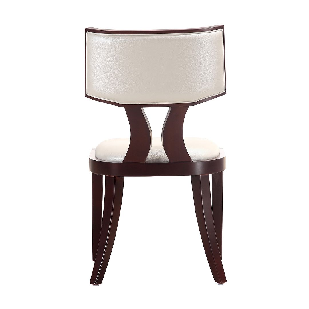 Manhattan Comfort Pulitzer Pearl White & Walnut Faux Leather Dining Chairs In A Set Of 2