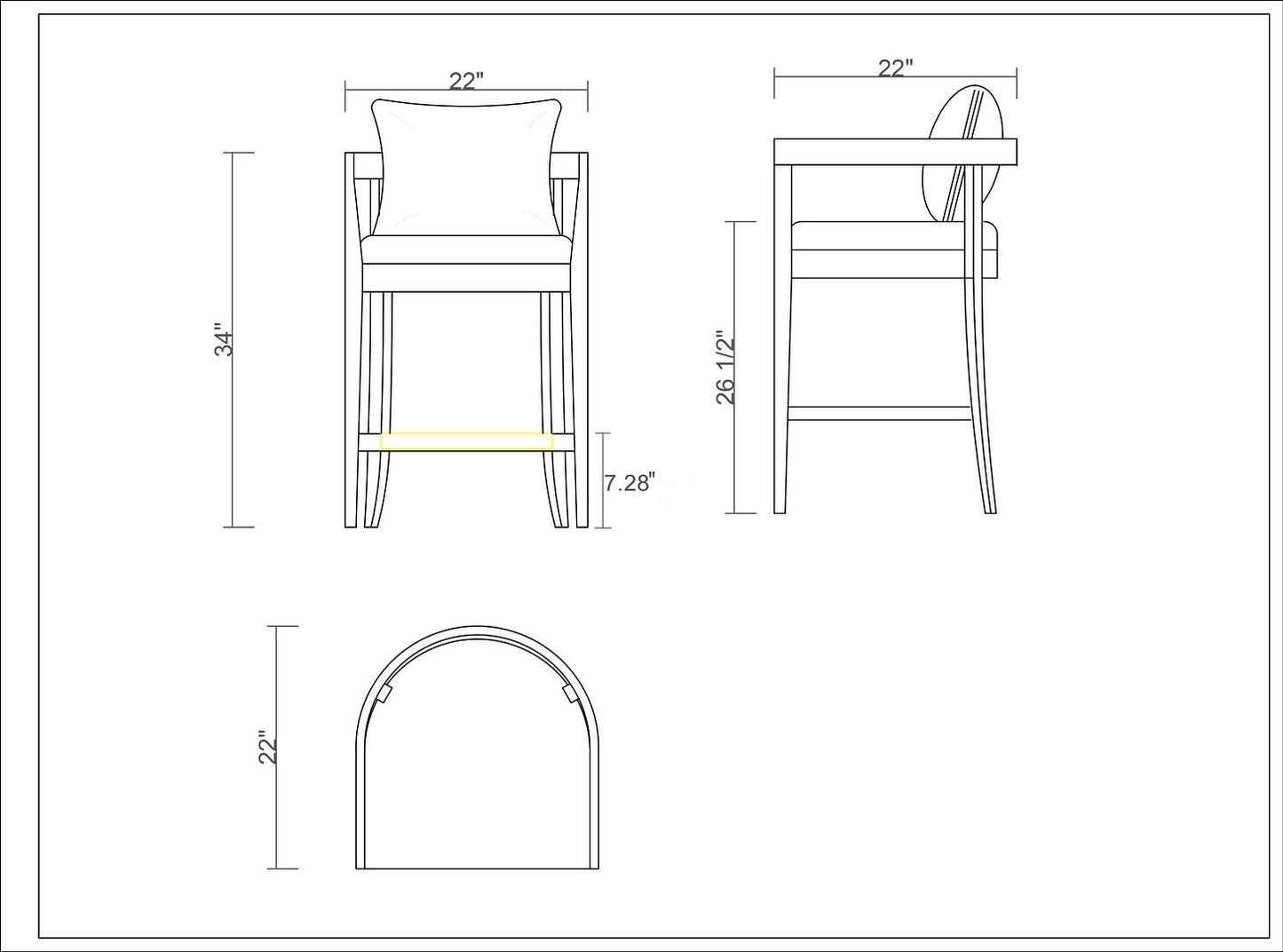 Manhattan Comfort Ritz 34"H Ivory & Dark Walnut Beech Wood Counter Height Bar Stool