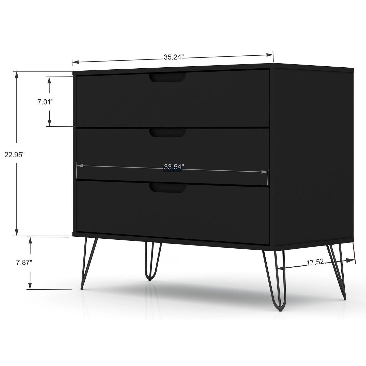 Manhattan Comfort Rockefeller 5-Drawer & 3-Drawer Black Dresser Cabinet Set