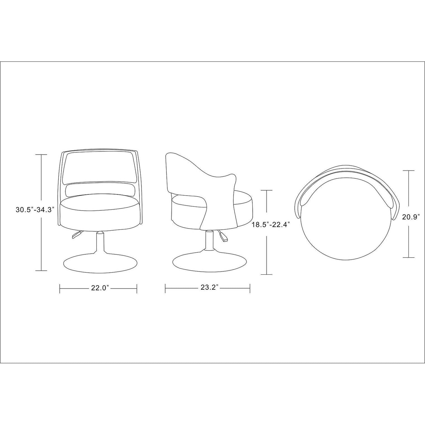 Manhattan Comfort Salon White & Polished Chrome Faux Leather Adjustable Height Swivel Accent Chair
