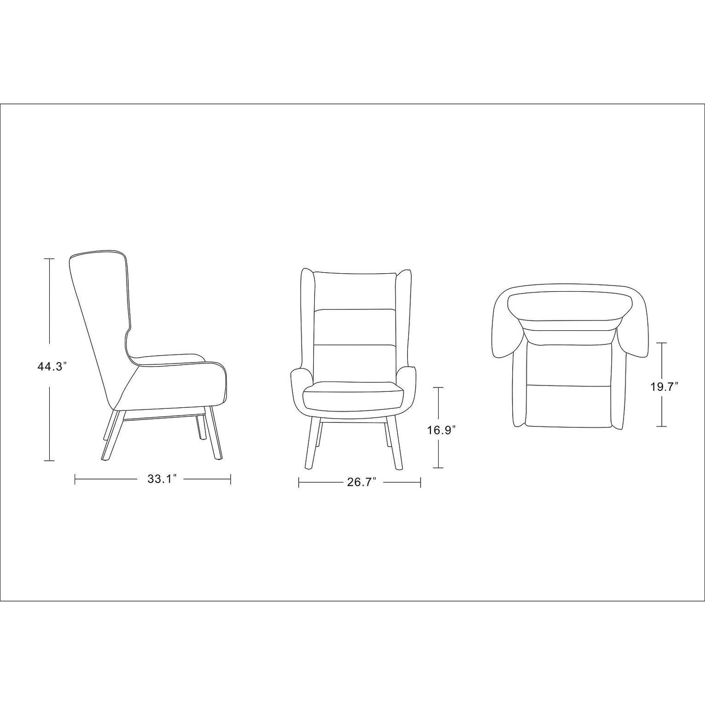 Manhattan Comfort Sampson Graphite & Natural Twill Accent Chairs In A Set Of 2