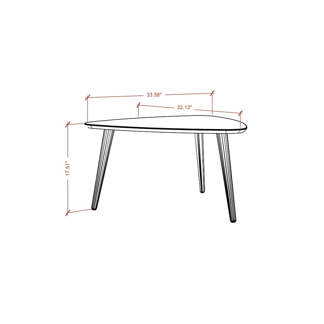 Manhattan Comfort Utopia 18" High Triangle Coffee Table With Splayed Legs In White Gloss