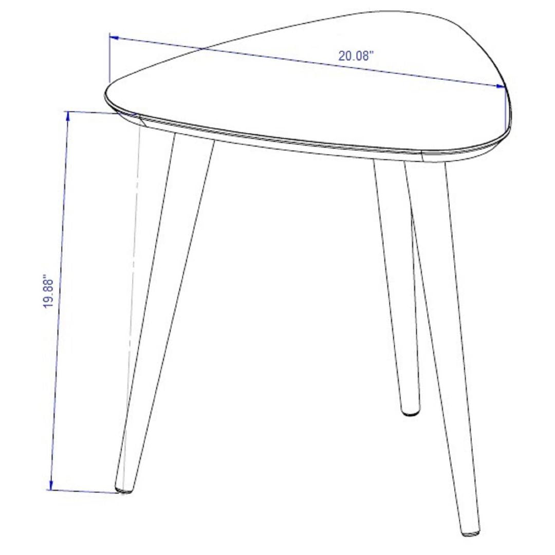 Manhattan Comfort Utopia 20" High Triangle End Table With Splayed Wooden Legs In Off White