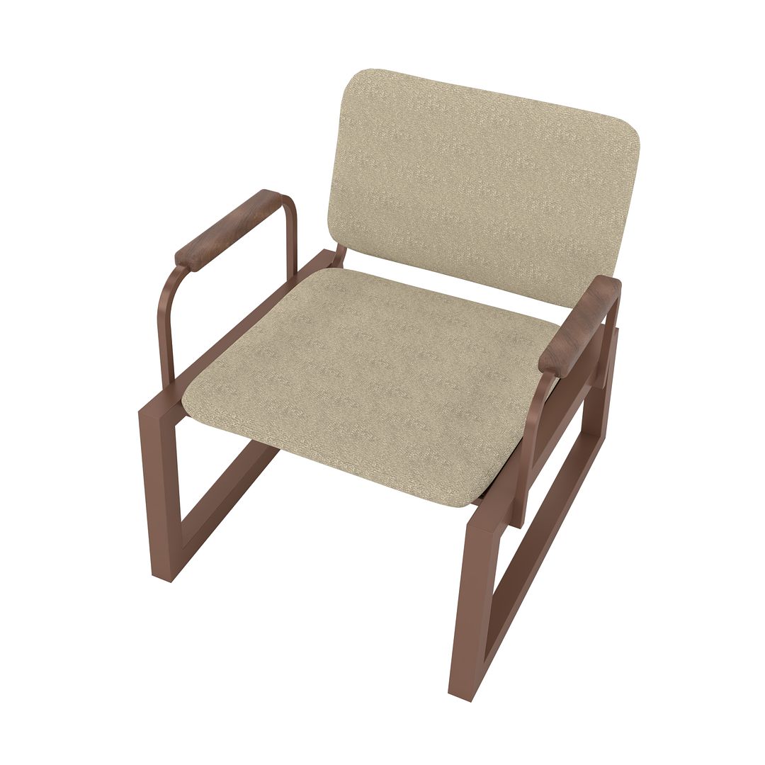 Manhattan Comfort Whythe PU Leather Low Accent Chair 1.0 In Natural Linen & Corten