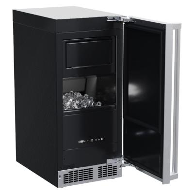 Marvel 15" Clear Ice Machine With BrightShield, Pump, Stainless Steel, Solid Door, and Reversible Door