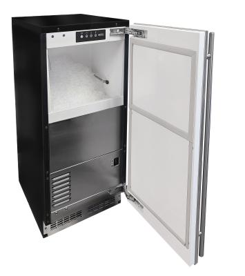 Marvel 15" Nugget Ice Machine With Pump, Stainless Steel, Solid Door, and Reversible Door