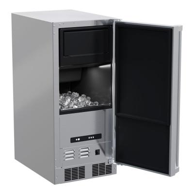 Marvel 15" Outdoor Clear Ice Machine With Pump, Stainless Steel, Solid Door, and Reversible Door