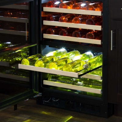 Marvel 24" Dual Zone Wine Refrigerator With Stainless Steel, Glass Door, and Reversible Door