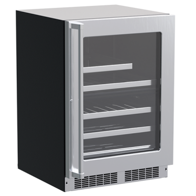 Marvel 24" Dual Zone Wine and Beverage Center With Stainless Steel, Glass Door, Lock, and Reversible Door