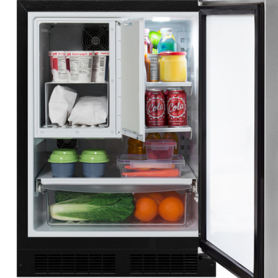 Marvel 24" Refrigerator Freezer With Stainless Steel, Solid Door, and Reversible Door