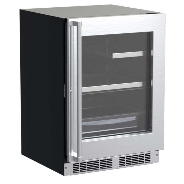 Marvel 24" Refrigerator With Stainless Steel, Glass Door, Lock, and Reversible Door