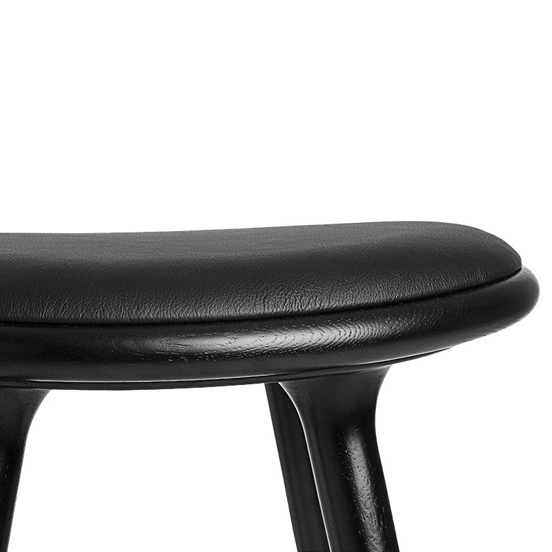 Mater 27" High Stool, Black-Stained Solid FSC-Certified Oak With Black Leather Seat by Space Copenhagen