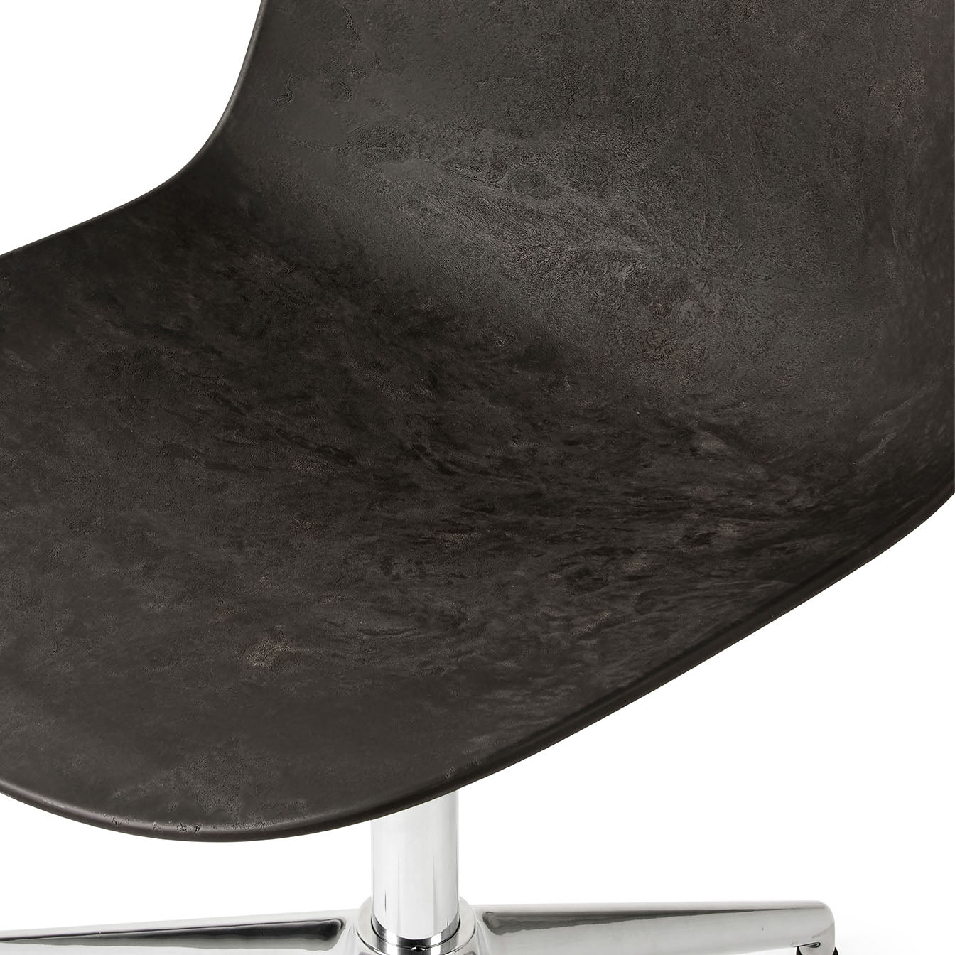 Mater Eternity Swivel Chair, Coffee Waste Black Seat With Polished Base by Space Copenhagen, Made From Post-Consumer E-Waste & Coffee Shell Waste