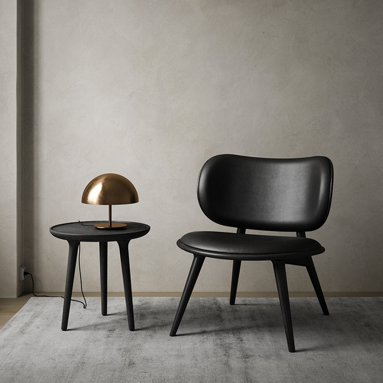 Mater The Lounge Chair, Black-Stained Solid FSC-Certified Beech With Black Leather Seat by Space Copenhagen