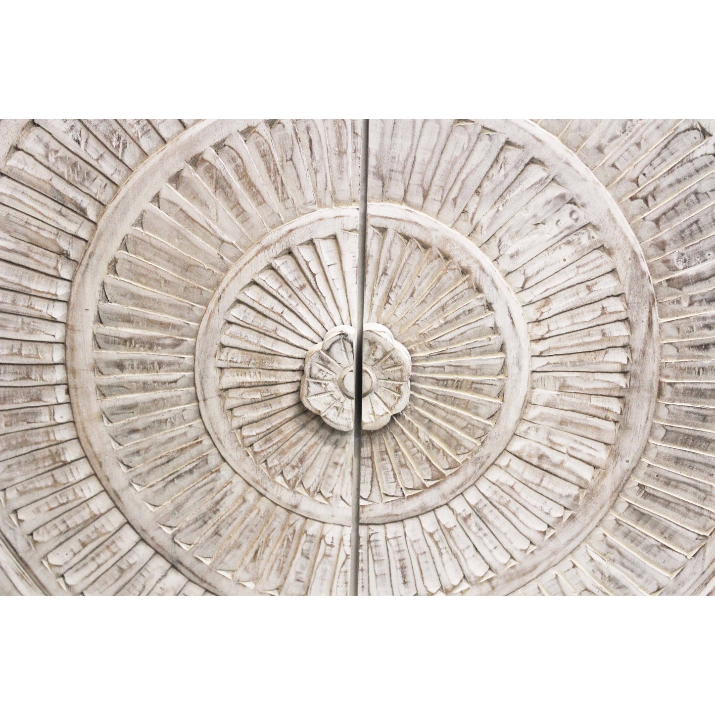 Meva Albert 95" 6-Door White Distressed Hand-carved Sideboard