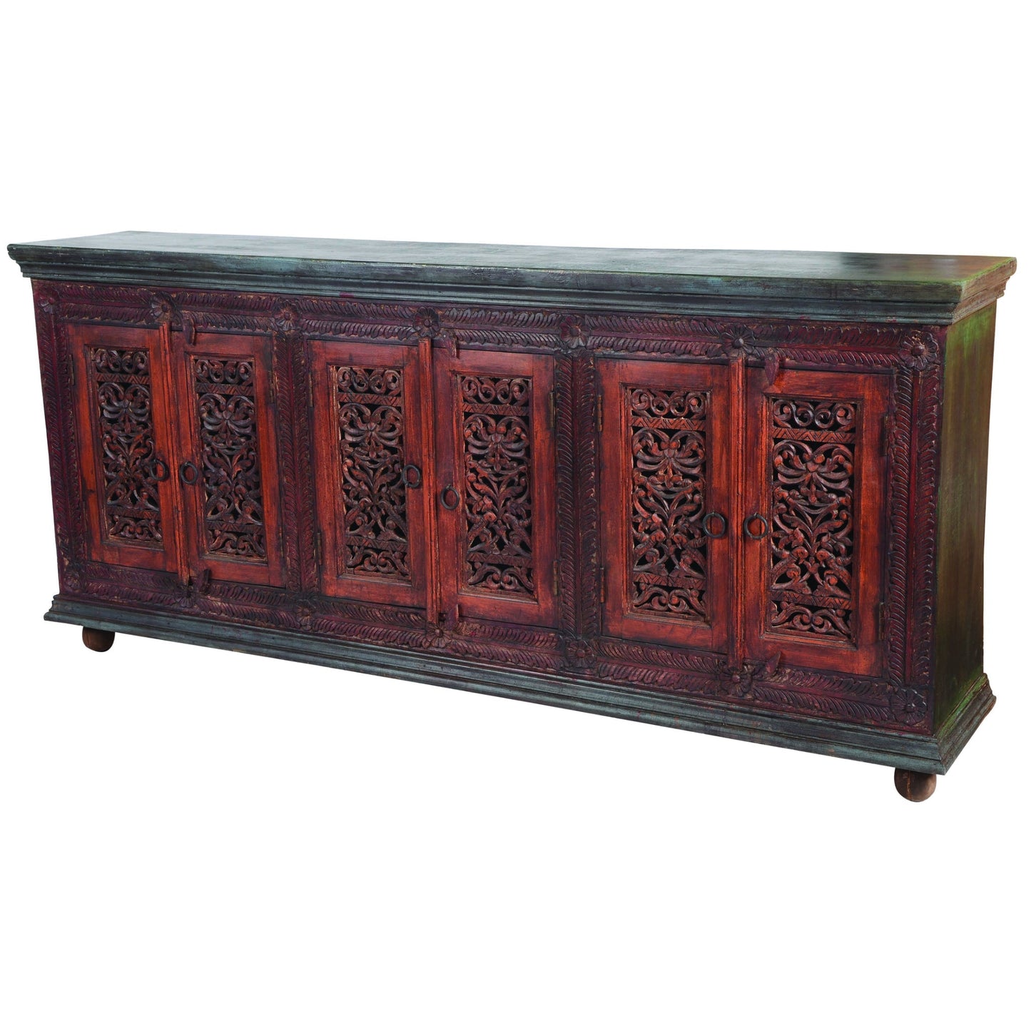 Meva Arvada 93" 6-Door Brown Solid Acacia and Mango Wood Buffet
