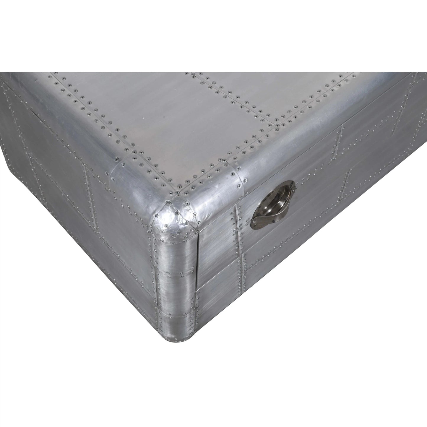 Meva Aviator 40" Silver Aluminum Sheets Cocktail Table With Steel Screws