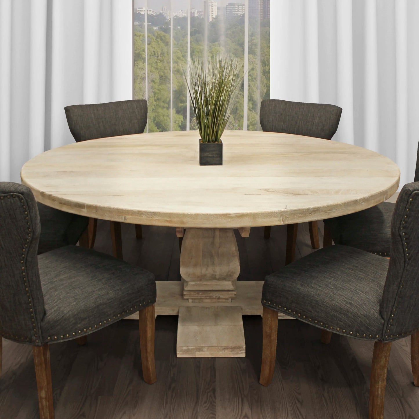 Meva Benedict 70" White Wash Round Dining Table
