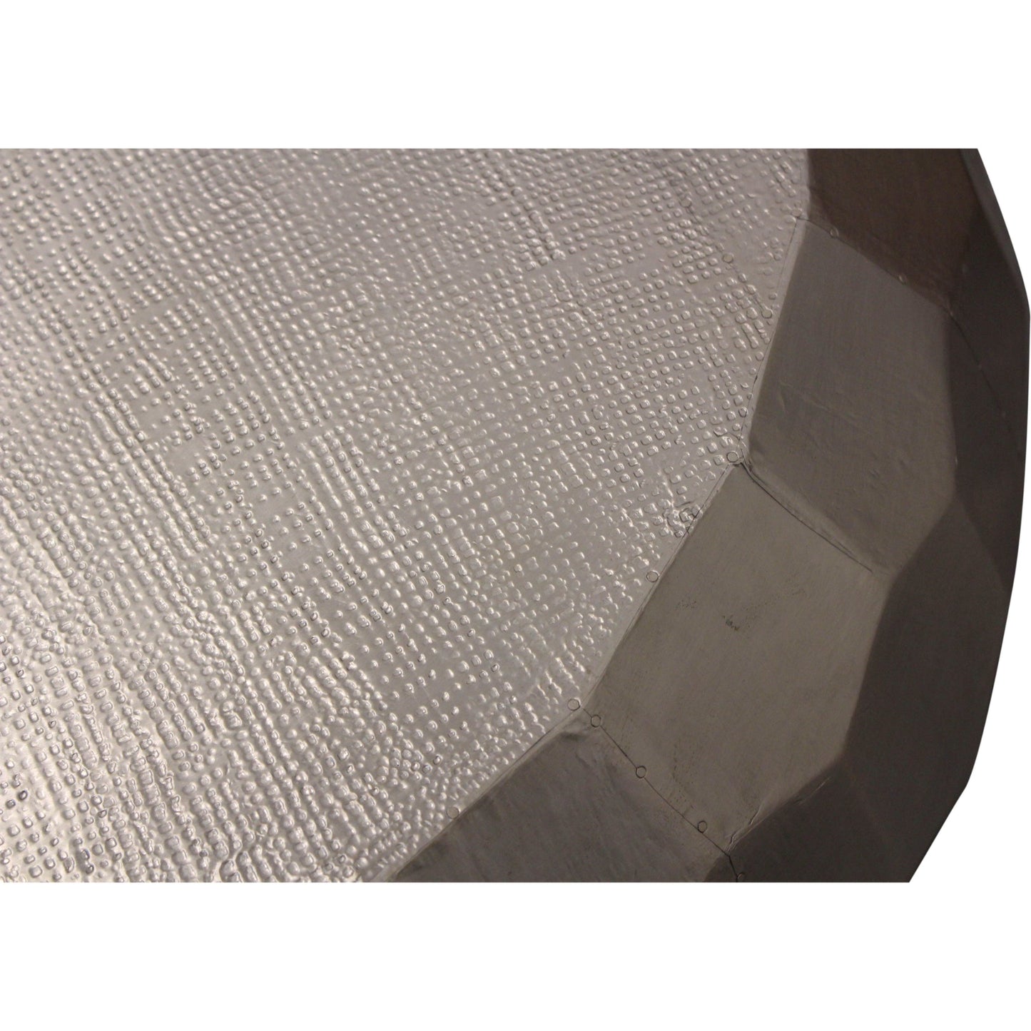 Meva Kaleido 28" Silver Metal Coffee Table With Hexagonal Stamps