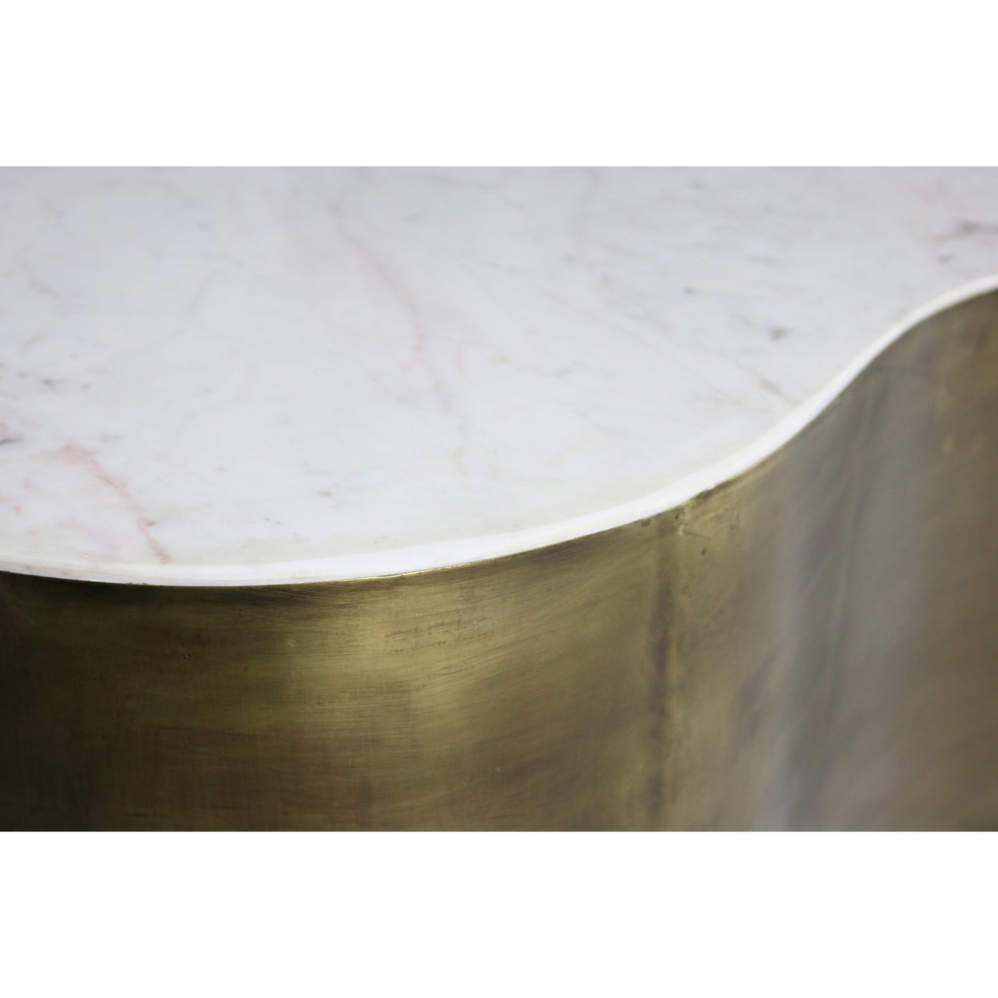 Meva Kendall 39" Brass Iron Cocktail Table With Marble Top