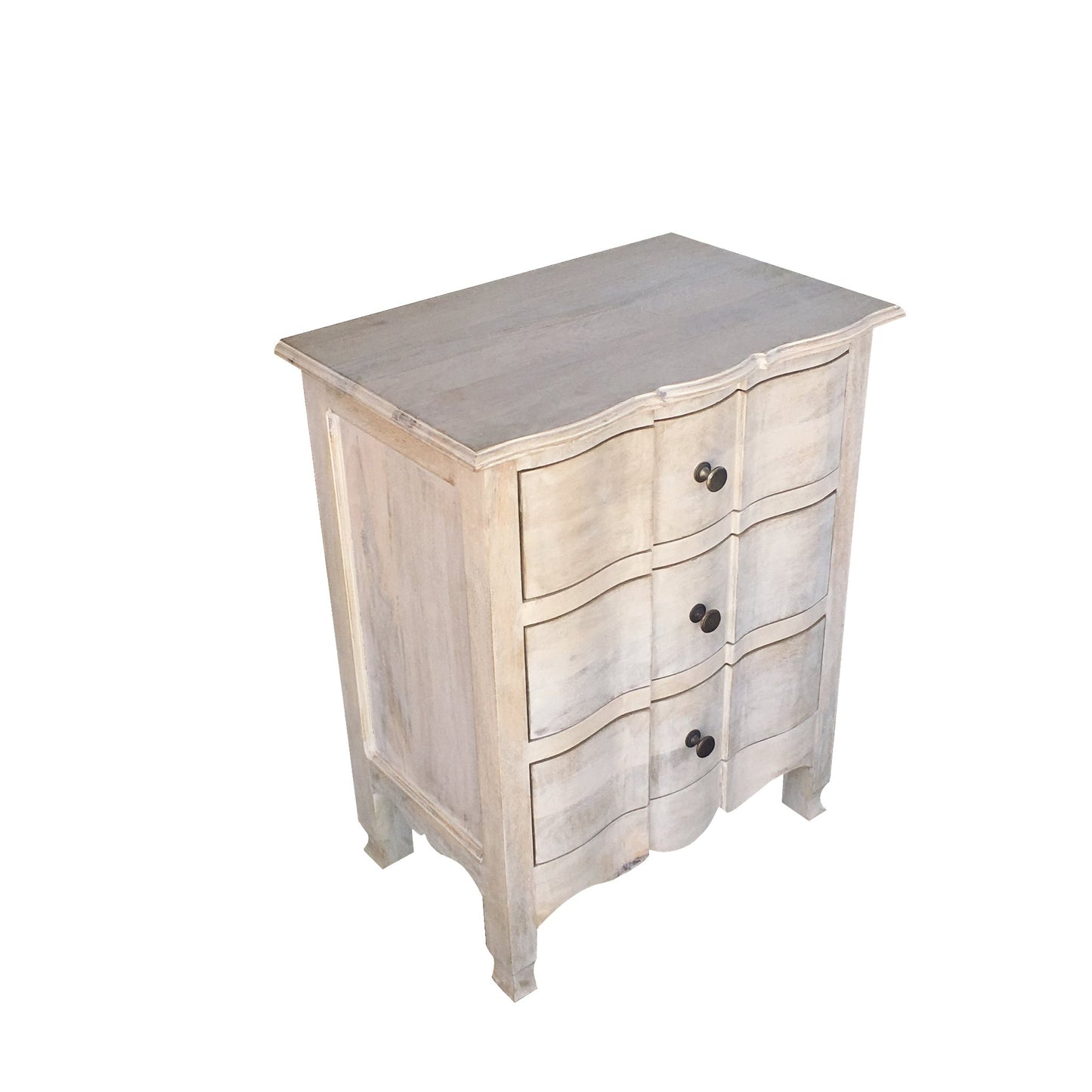 Meva Laurent 27" 3-Drawer White Wash Nightstand