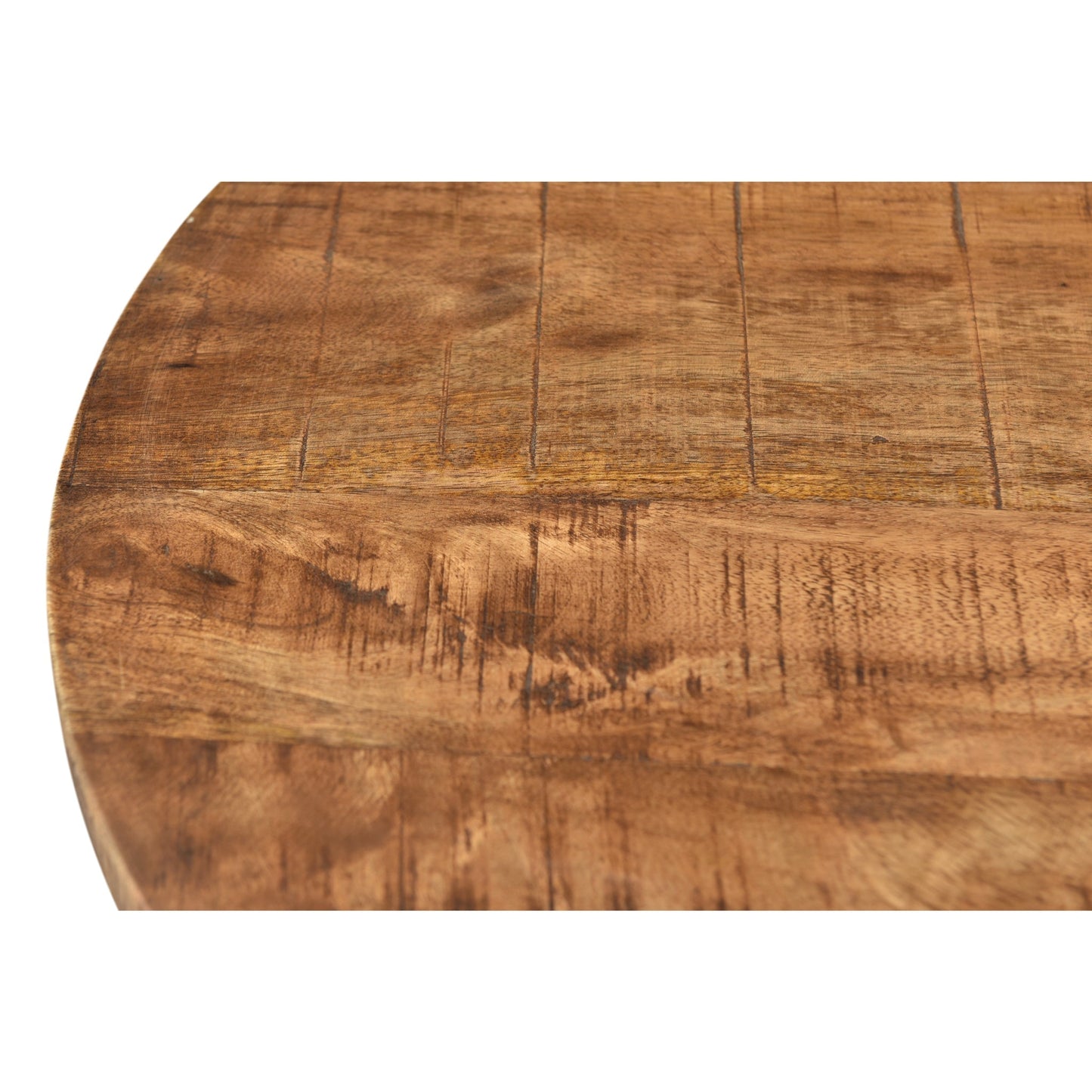 Meva Nina 32" Natural Round Solid Mango Wood Cocktail Table With Iron Legs