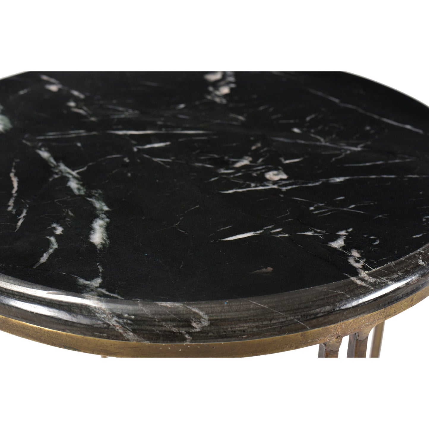 Meva Orlando Agua 16" Gold/Black End Table With Marble Top