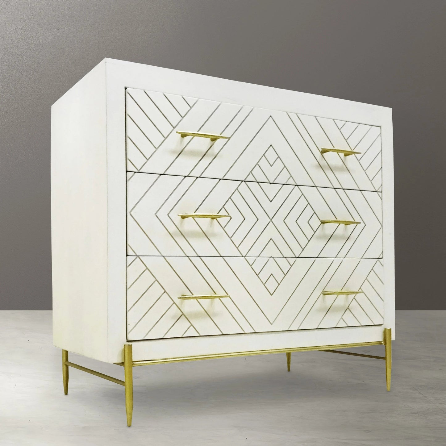 Meva Viktor 35" Natural Dresser With 3 Gliding Drawers and Hardware