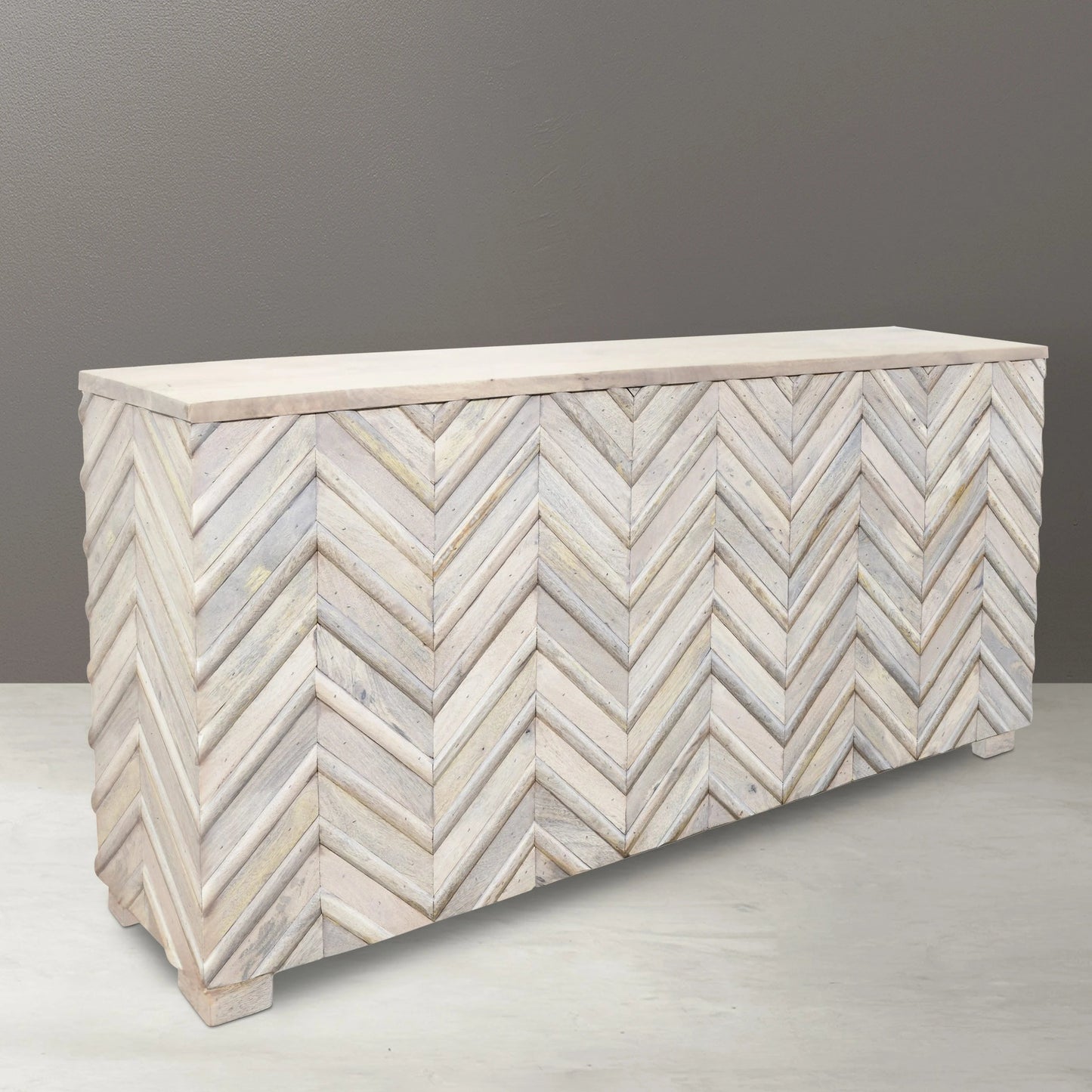 Meva Ziggy 30" White Wash Solid Mango Wood Console Table