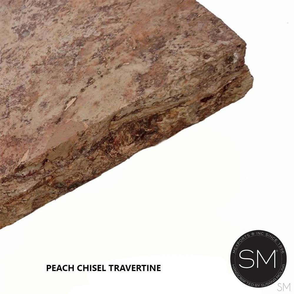 Mexports by Susana Molina 1211FT 44" Peach Travertine Chiseled Edge Rectangular Console Table