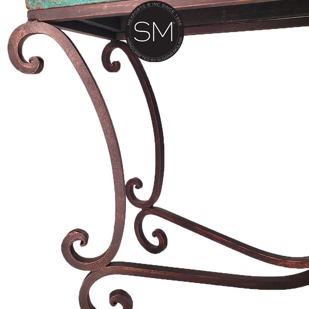Mexports by Susana Molina 1215CC 72" Oxidized Hammered Copper Rectangular Console Table