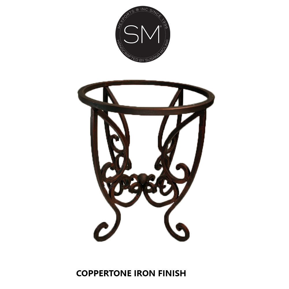 Mexports by Susana Molina 1221BBM 24" Mesquite Wood Top No Inlay With Nailheads on Edge Round Side Table