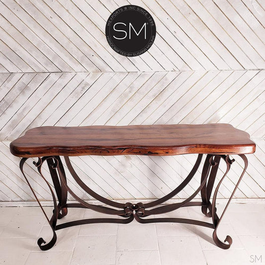 Mexports by Susana Molina 1229CM 72" Mesquite Wood Top Free Form Edge No Inlay Rectangular Console Table