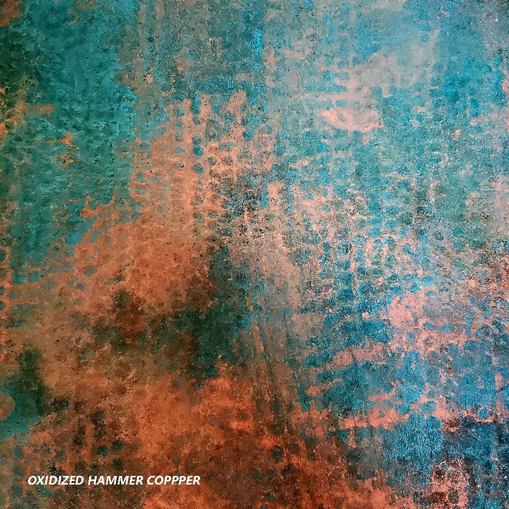 Mexports by Susana Molina 1237CC 72" Oxidized Hammered Copper With Nailheads on Edge Rectangular Console Table With Iron Base