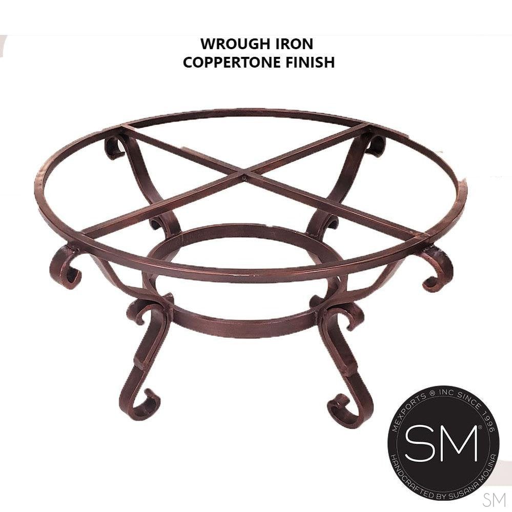 Mexports by Susana Molina 1239AAAC 38" Natural Hammered Copper Top With Nailheads on Edge Rustic Round Coffee Table