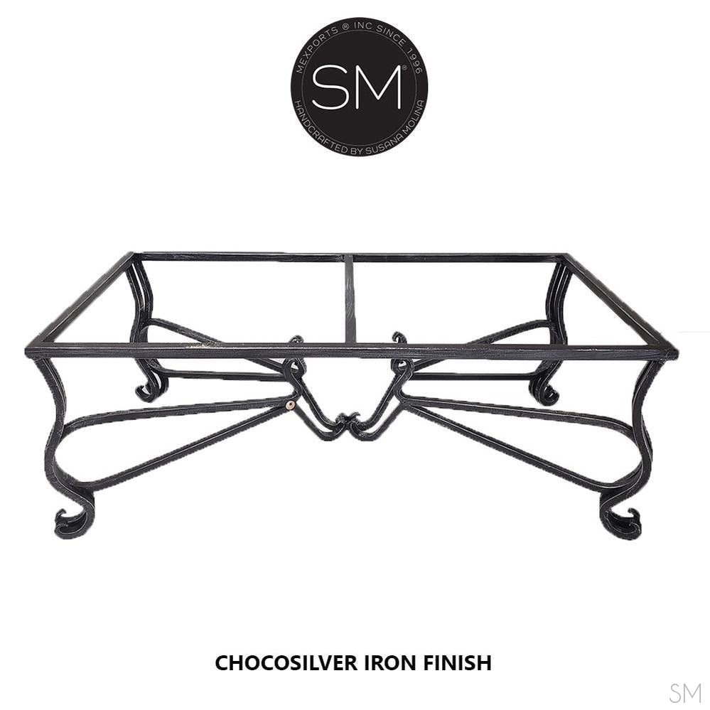 Mexports by Susana Molina 1242AAC 60" Oxidized Hammered Copper Top With Nailheads on Edge Rectangular Coffee Table