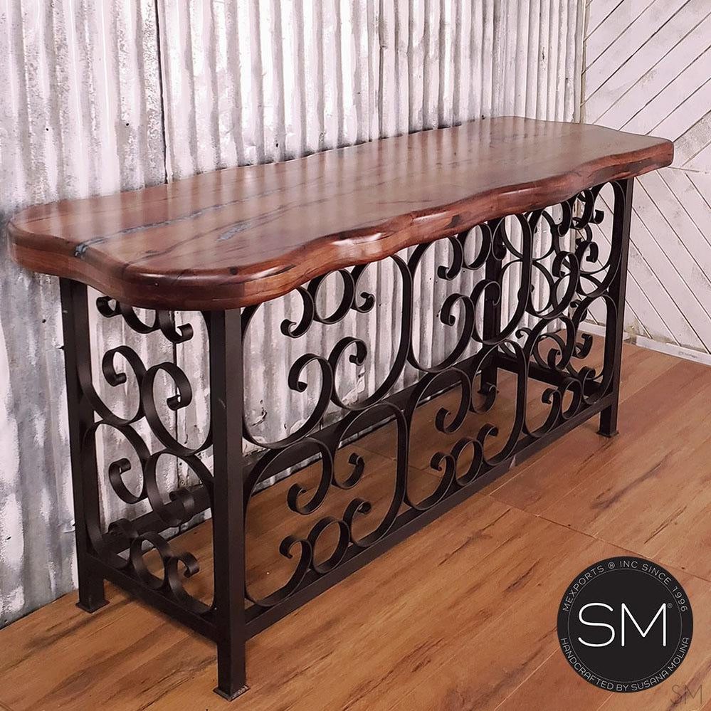 Mexports by Susana Molina 1252CM 72" Mesquite Wood Top Free Form Edge No Inlay Rectangular Console Table