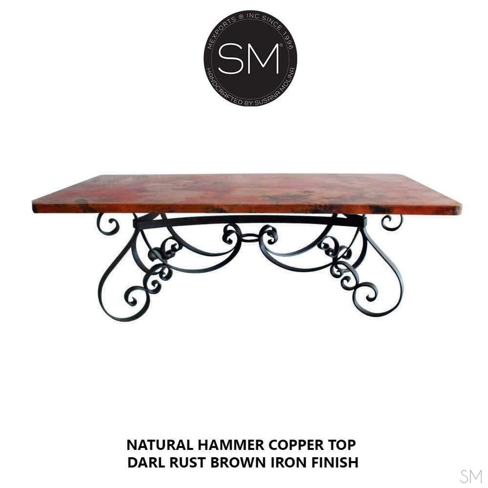 Mexports by Susana Molina 96" Natural Hammered Copper Top With Nailheads on Edge Rectangular Conference Table