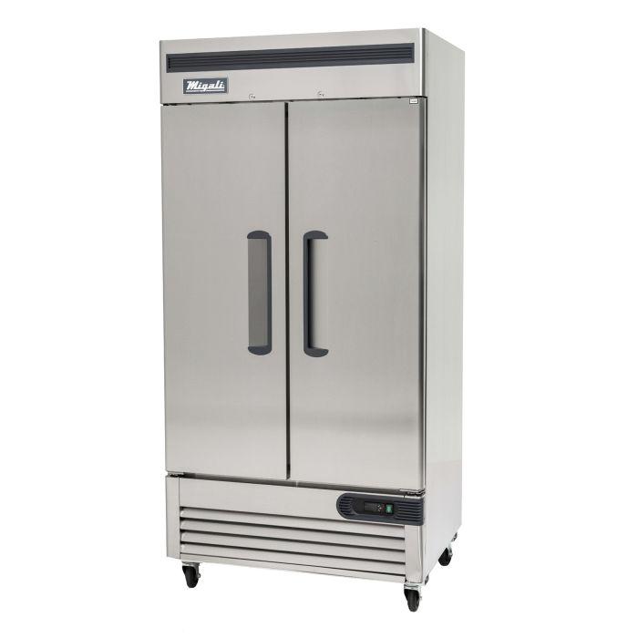 Migali C-2RB-35-HC 40" Double Solid Door Bottom Mount Compressor Slim Reach-In Refrigerator