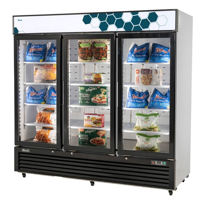 Migali C-72FM-HC 3 Glass Door With Bottom Mount Compressor Merchandiser Freezer