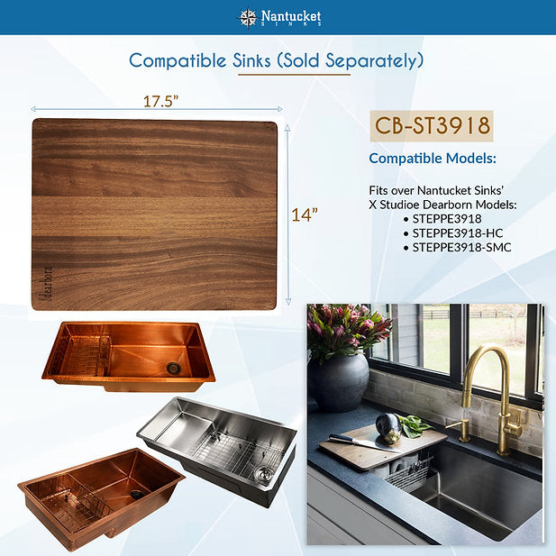 Nantucket Sinks 18" x 14" Cutting Board CB-ST3918 for Steppe Sinks