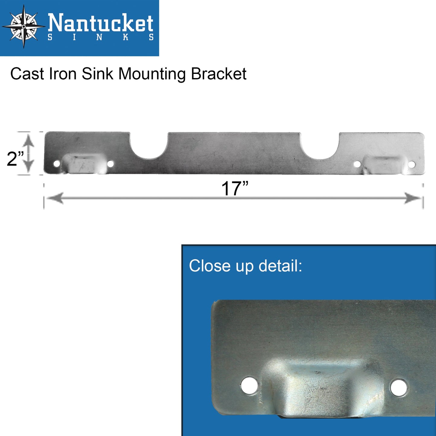 Nantucket Sinks Anchor Collection 22" Irregular Wallmount Glazed White/Black Cast Iron Single Bowl